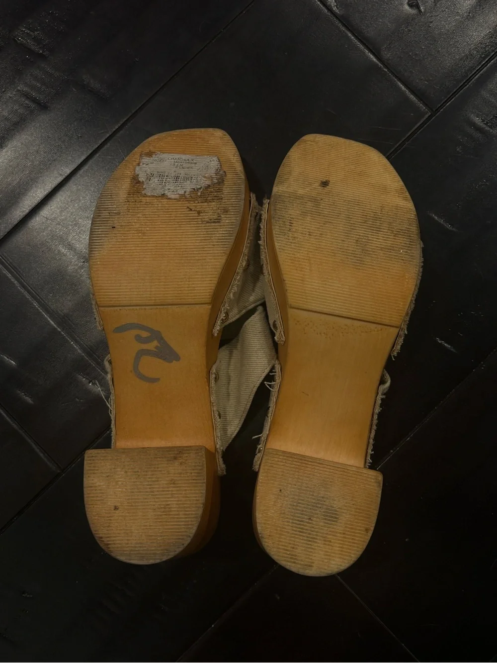 Madden Girl Beige Canvas Platform Clog Sandals